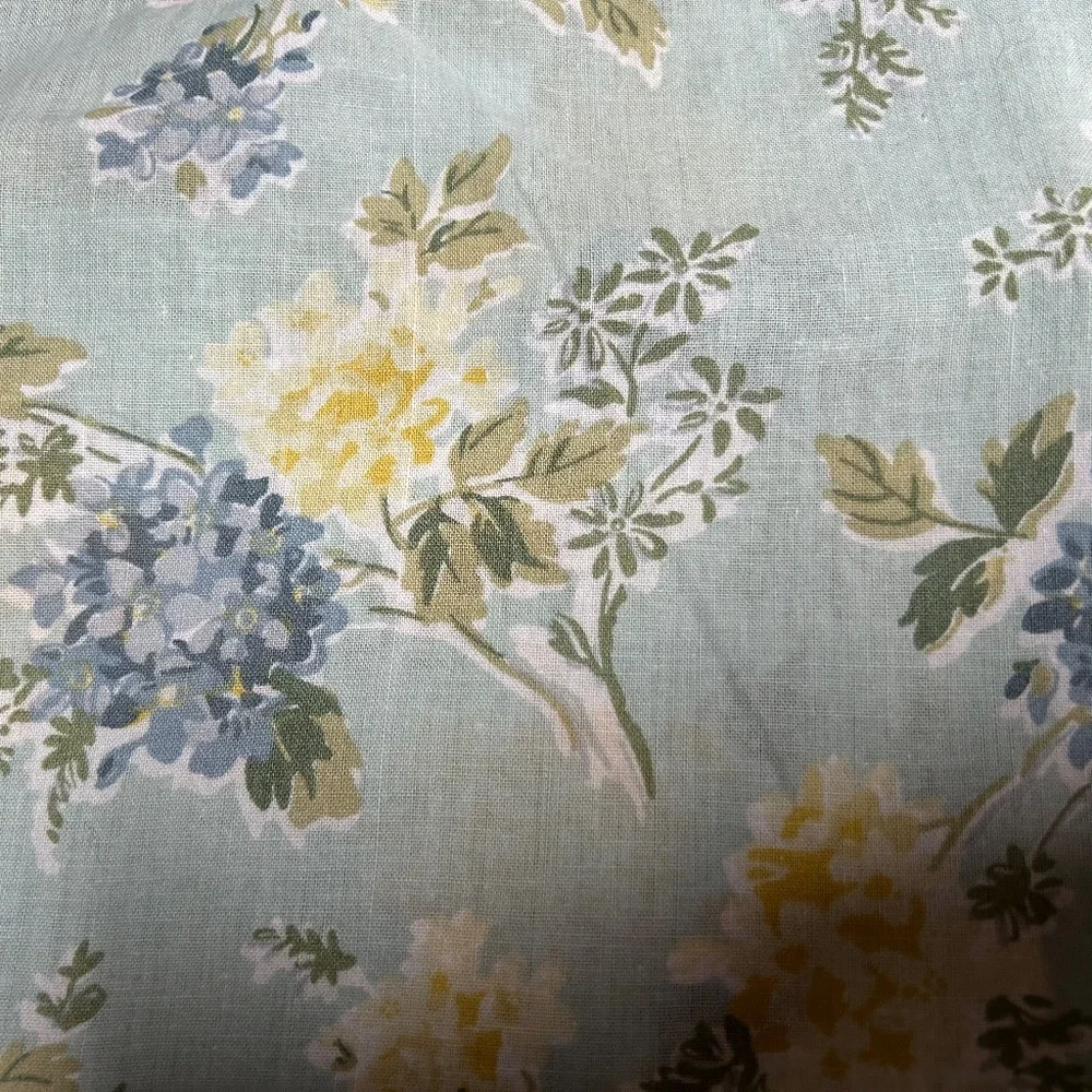 Laura Ashley Home blue green floral hydrangea ruffle trim lumbar accent pillow